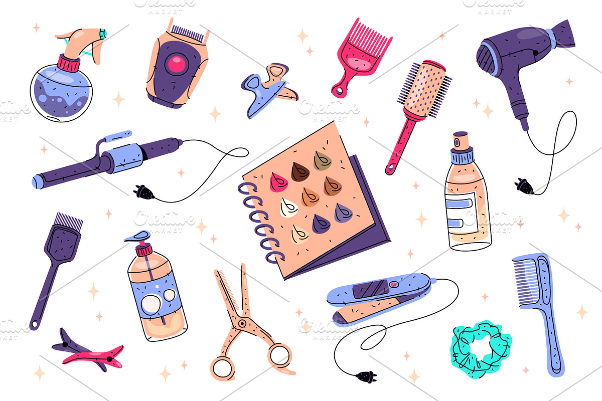 Set of hairdresser accessory. Vector, an Object Illustration by Elegant Solution