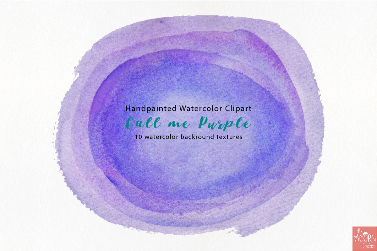 Watercolor Clipart Call me Purple, a Texture Graphic by LittleAcornGraphics (Photo 3 of 9)