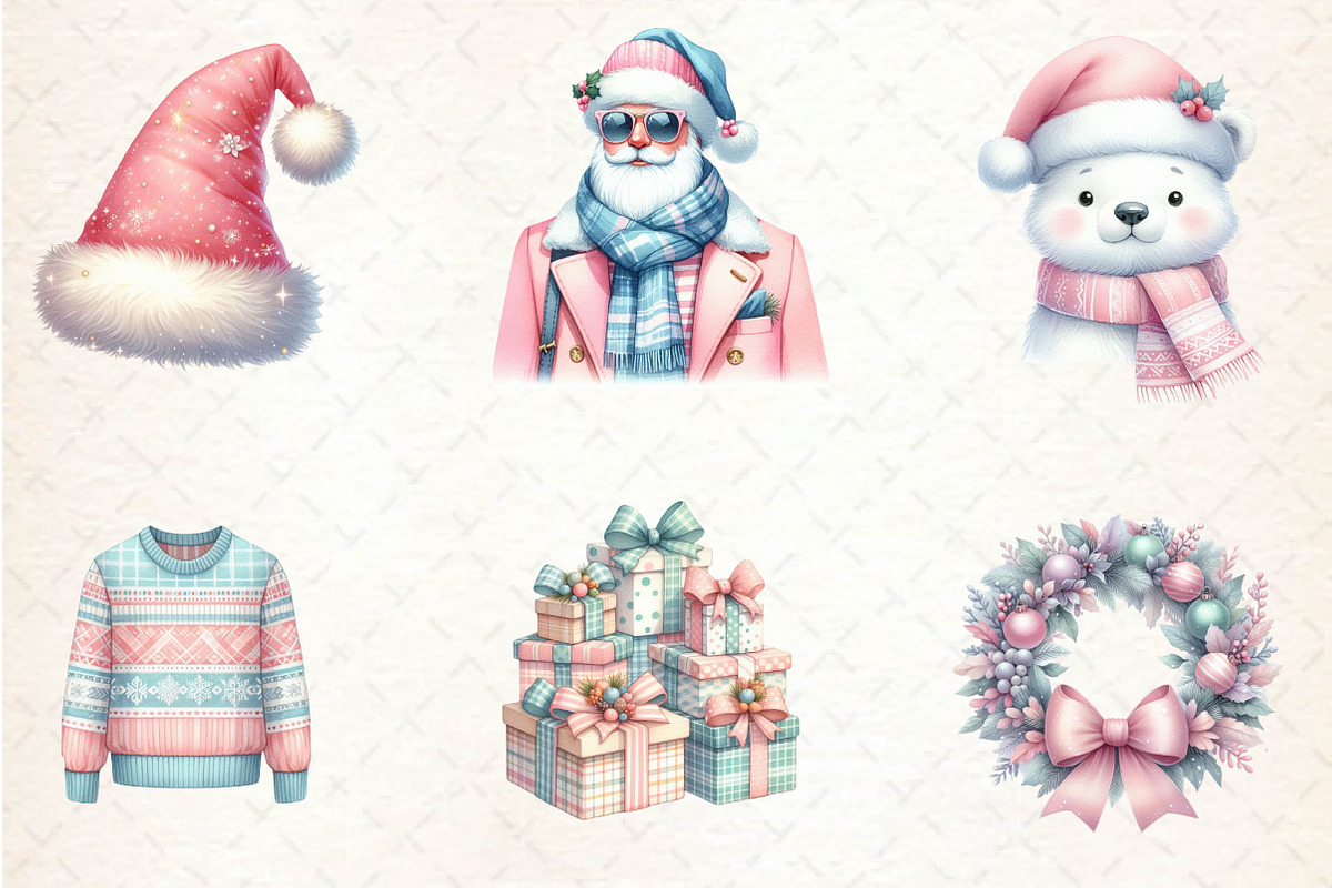 Pastel Preppy Christmas Sublimation, an Illustration by CreationArt (Photo 3 of 5)