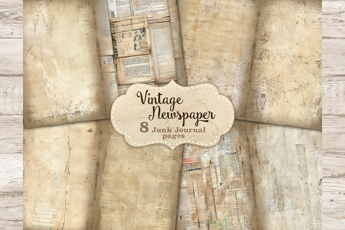 Vintage Newspaper Junk Journal, a Decorative Illustration by GlamArtZhanna (Photo 1 of 9)