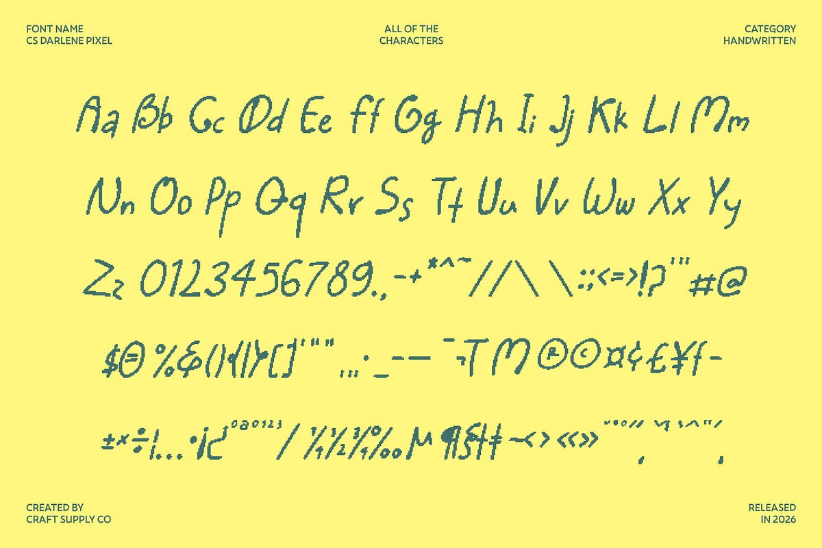CS Darlene Pixel, a Handwritten Font by Craft Supply Co. (Photo 8 of 8)