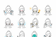 Women's skincare icons, an Outline Icon by mayrum (Thumbnail 2 of 2)