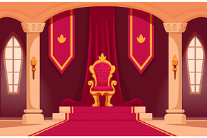Cartoon throne room interior. Inside, an Object Illustration by Valerie Bodnar