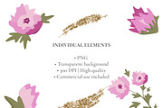 Pink Peony & Gold Frames Clipart, an Object Graphic by Nadia Semyroz (Thumbnail 4 of 7)