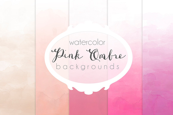 Pink Ombre watercolor backgrounds preview 2