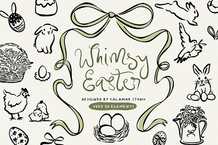 Whimsy Easter Collection | SVG, PNG, a Seasonal Illustration by Calamar Studio