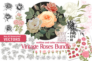 Vintage Rose Clipart Bundle