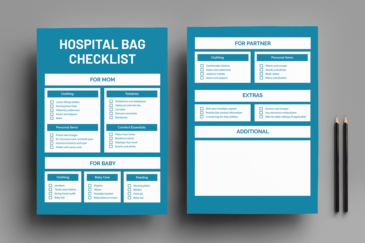 Hospital Bag Checklist, a Stationery Template by MightyDesign (Photo 1 of 8)