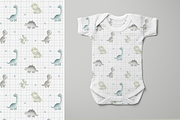 Cute Dinosaurs Seamless Pattern Set, a Pattern Graphic by tetiartline (Thumbnail 3 of 5)