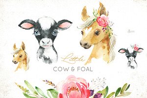 Farm. Little Watercolor Animals