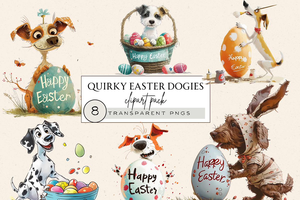QUIRKY AND WHIMSICAL DOGS CLIPART, an Animal Illustration by Daring Digies (Photo 4 of 8)