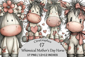 Whimsical Mother's Day Horse Clipart, a Graphic by CitraGraphics