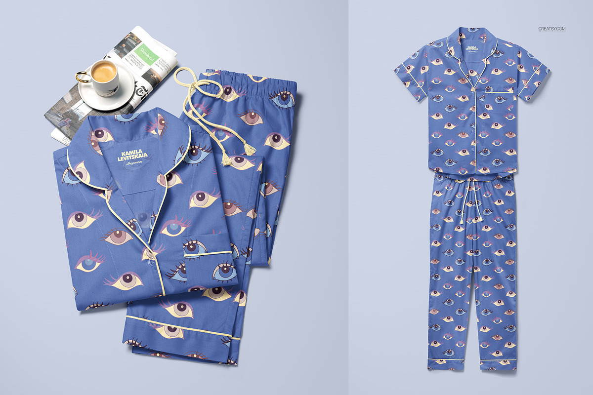 Short-Sleeve Pajama Set Mockup Set, a Bottom Mockup by creatsy5 (Photo 7 of 10)