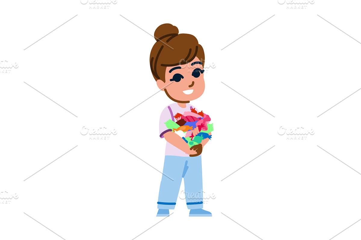 Happy girl holding colorful wrapped, an Object Illustration by pikepicture