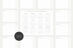 Minimalist Gray 2024 Calendars