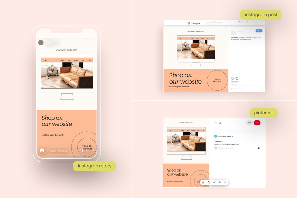 MIEL / Social Media Pack, a Social Media Template by Eviory (Photo 9 of 28)