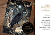 Crystal Raven Esoteric Illustration, an Animal Illustration by The Dutch Lady Designs (Thumbnail 3 of 4)