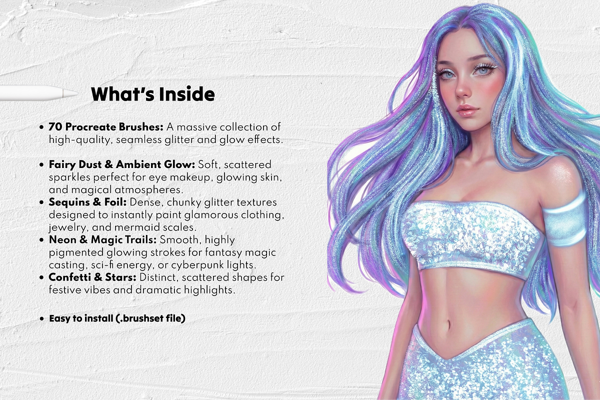 70 Glitter & Shimmer Procreate Brush, a Brush Add-On by Selentaori Studio (Photo 3 of 10)