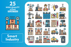 Smart industry 25 Line Filled Icons, an Icon by Pexelpy