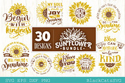 Sunflower SVG bundle 30 designs, an Illustration by BlackCatsMedia (Thumbnail 4 of 6)