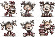 Quirky Christmas Reindeer Clipart, an Illustration by Black Bird Studio (Thumbnail 2 of 6)