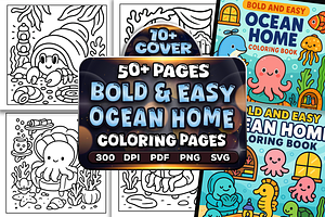 Bold Easy Ocean Home Coloring Pages, an Animal Illustration by Craftsbeefy