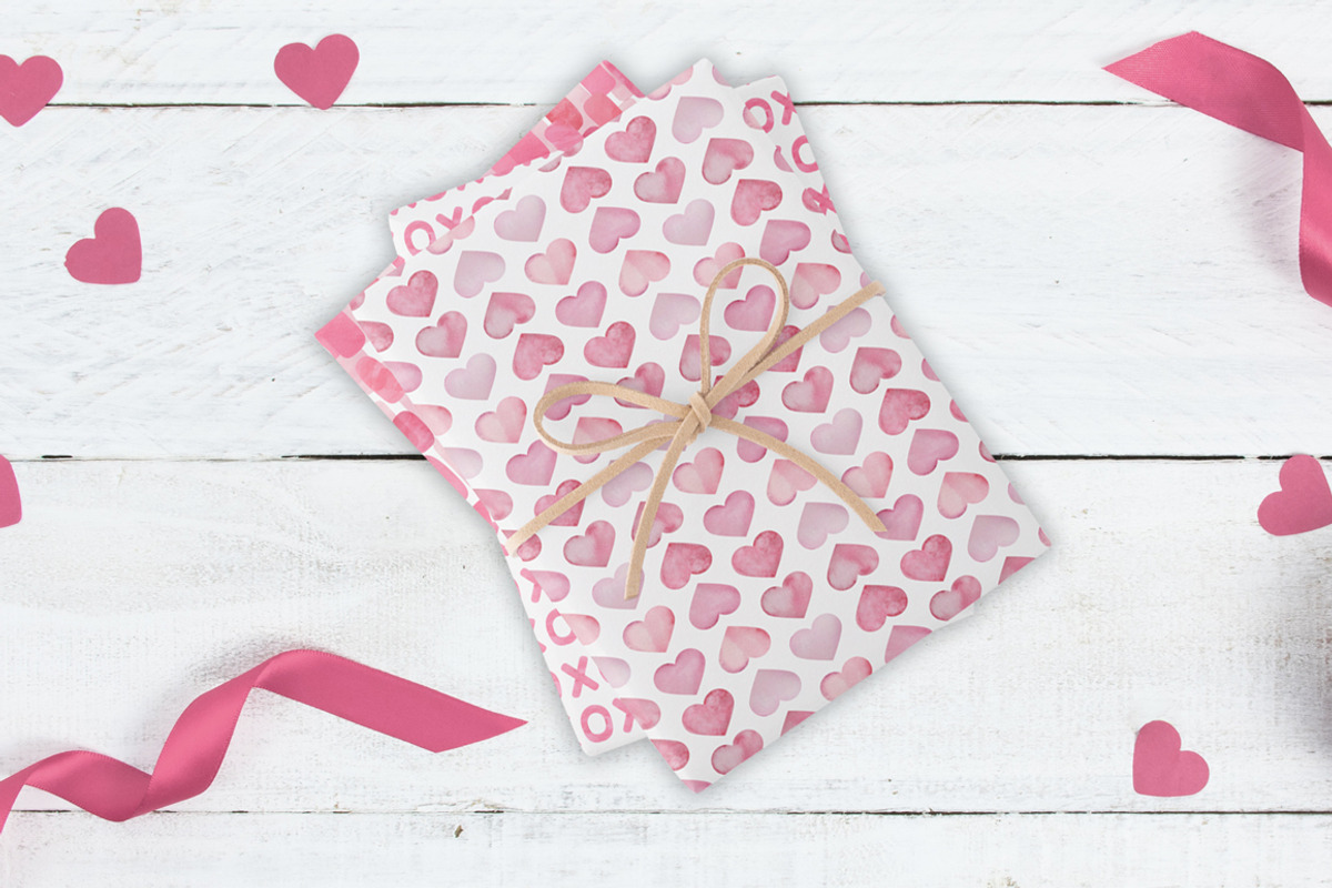 Watercolor Valentine Hearts Patterns, a Pattern Graphic by SvetaArtStore (Photo 2 of 6)