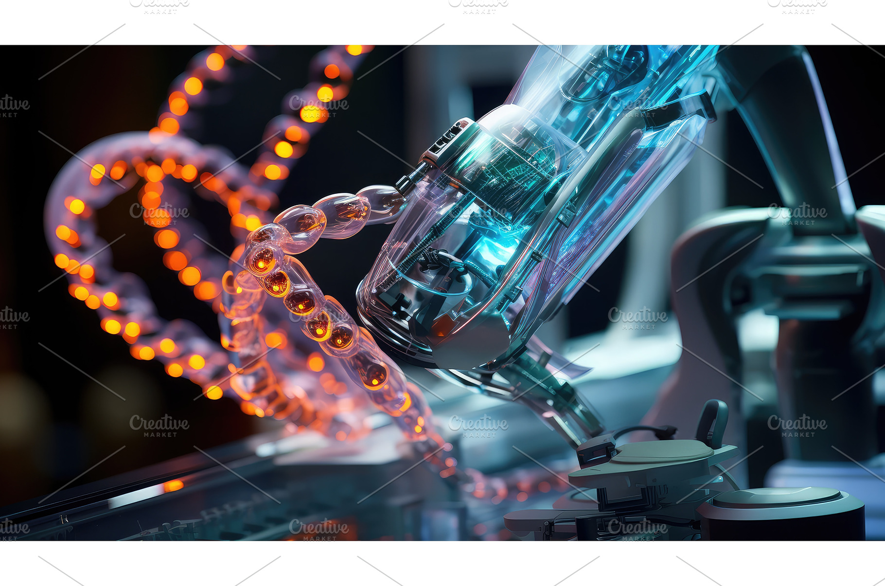 engineering dna robot ai generated, a Technology Photo by pikepicture