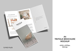 A4 Trifold Brochure Mockup