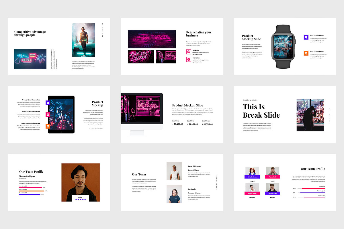 Futia : Neon Colors Google Slides, a Presentation Template by Punkl Camp (Photo 3 of 9)