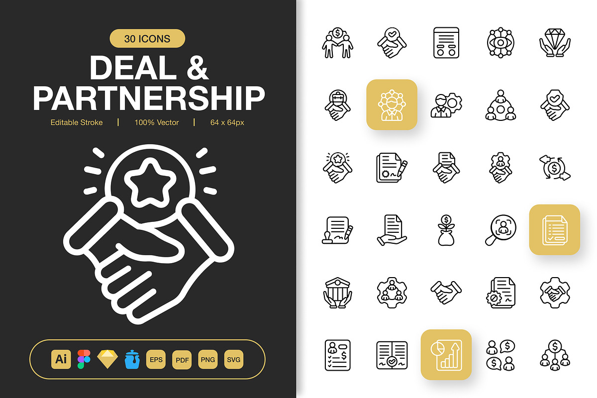 Deal And Partnership Icons, an Icon by Spacepixel Creative