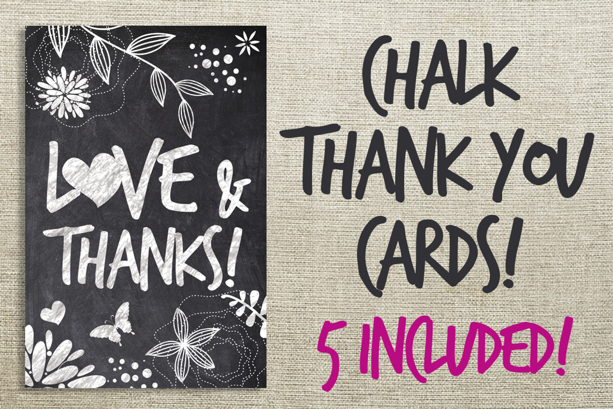 Chalk Thank You Cards Bundle, a Stationery Template by SkyvaraSupply (Photo 1 of 4)