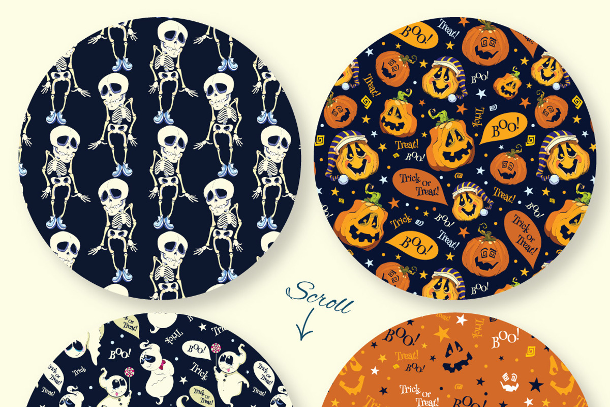 8 fun Halloween Party Patterns, a Pattern Graphic by Oksancia's Surface Design (Photo 2 of 2)
