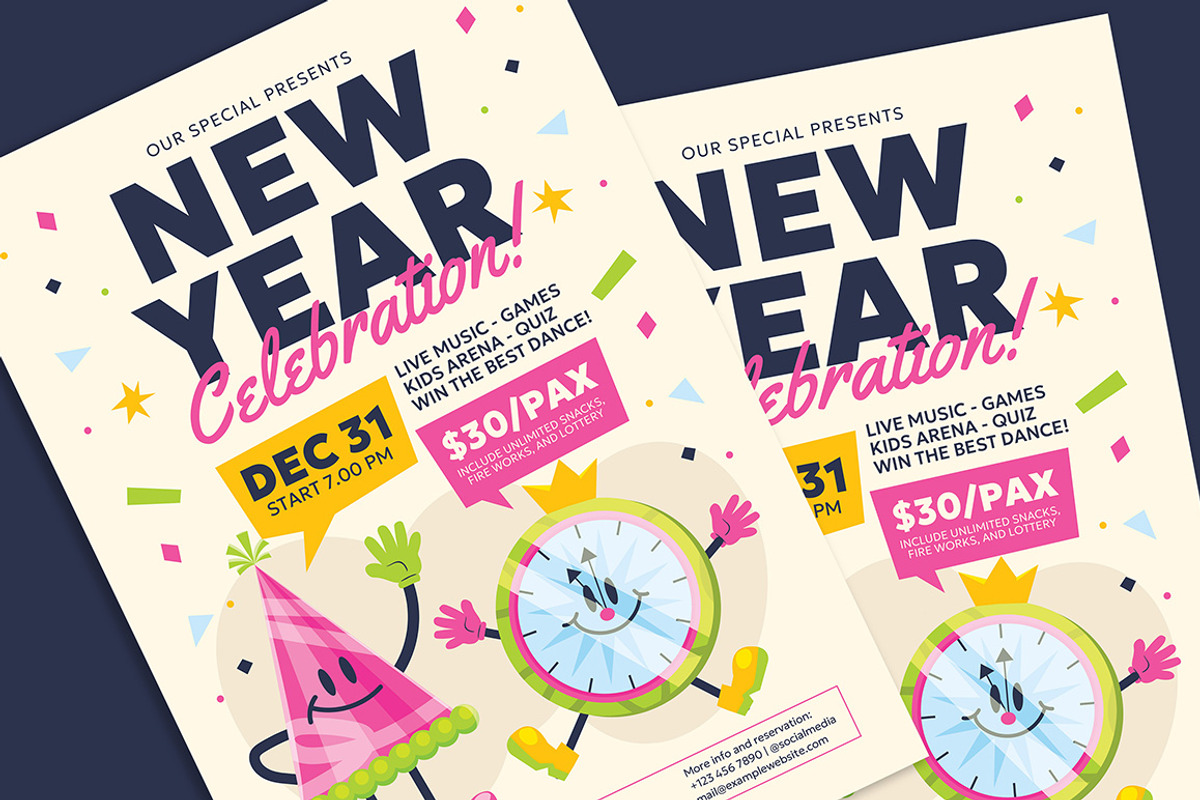 New Year Celebration Flyer, a Flyer Template by Gumico Studio. (Photo 3 of 3)