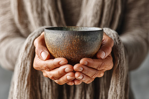 Hands Holding Rustic Ceramic Cup, a Beauty & Fashion Photo by Virgo Studio