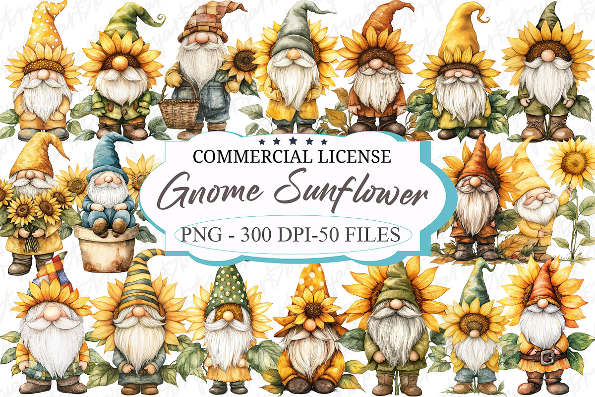Gnome Sunflower Sublimation PNG, an Illustration by designcity5 (Photo 1 of 5)