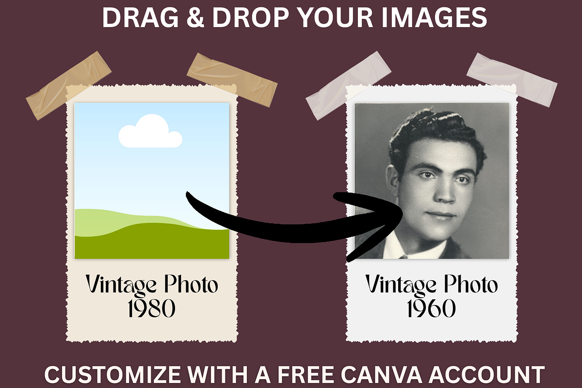 Vintage Photo Template Canva, a Texture Graphic by GraphiCarola (Photo 2 of 6)