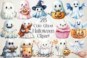 Cute Ghost Halloween Clipart, an Illustration by DreamPrint404 (Thumbnail 1 of 5)