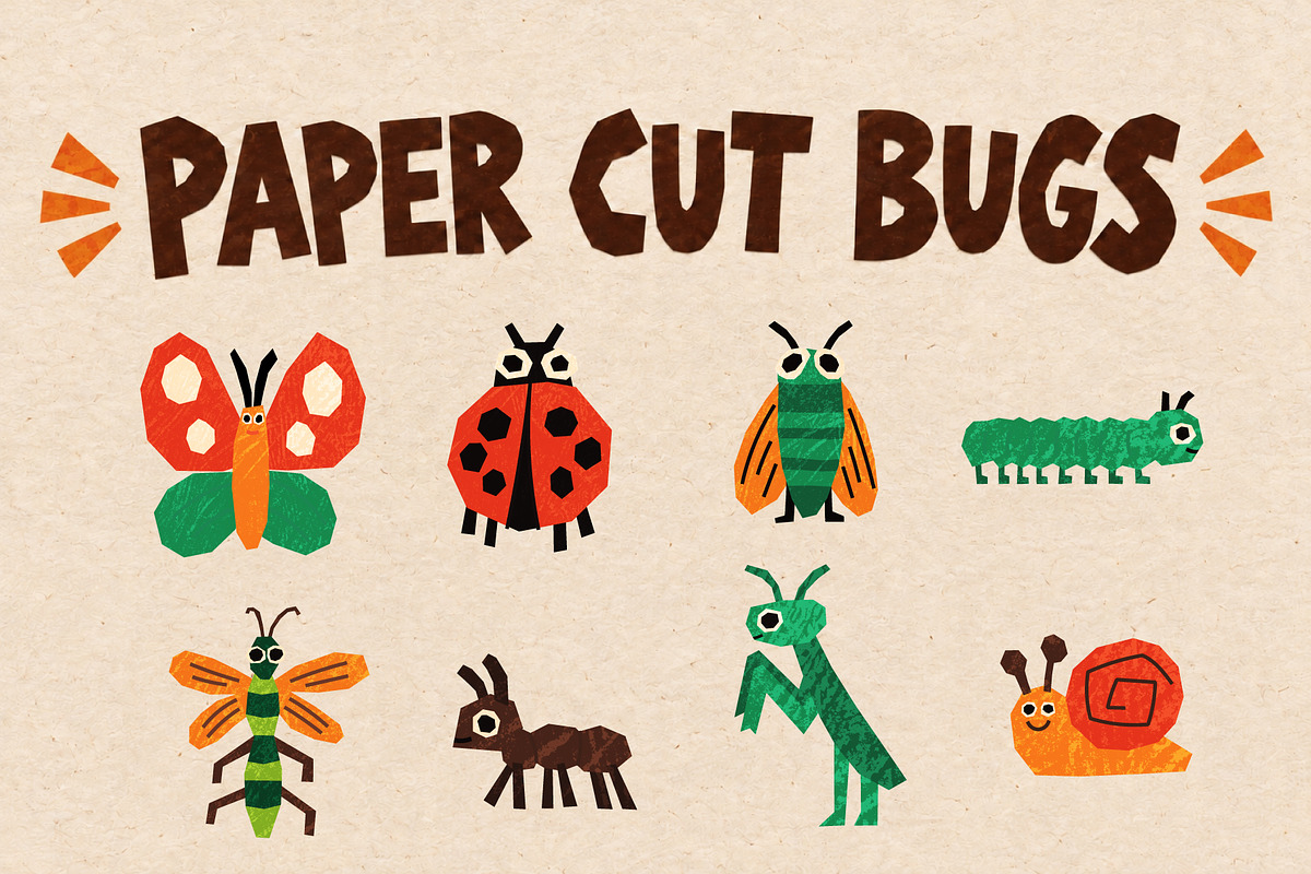 Paper Cut Bugs Clipart Bundle, an Object Illustration by Le.nart (Photo 3 of 6)