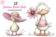Whimsical Summer Beach Duck Clipart, an Illustration by CreationArt (Thumbnail 1 of 7)
