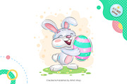 Cheerful easter bunny. Tshirt, PNG., an Animal Illustration by KENO Mascots (Thumbnail 2 of 5)