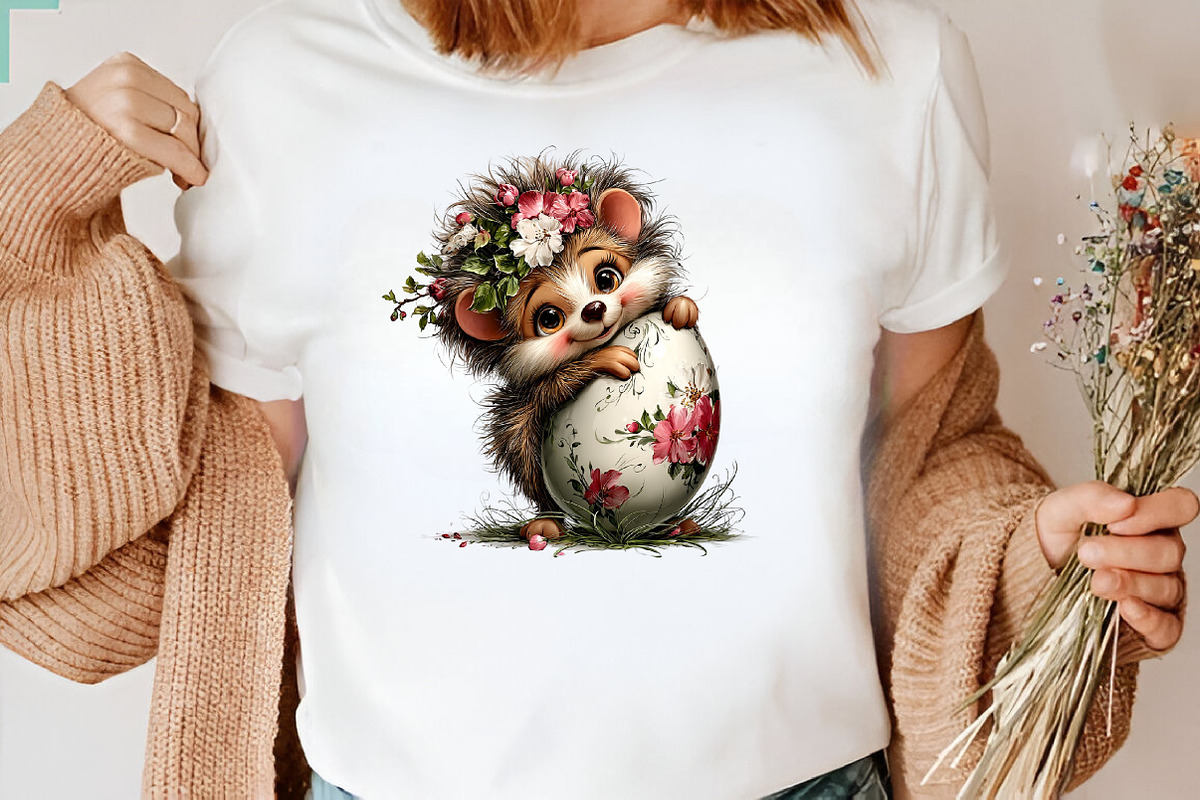Whimsical Easter Hedgehog Clipart, an Illustration by CreationArt (Photo 3 of 7)