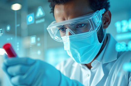 Scientist in Laboratory Analyzing, a Health & Medical Photo by angellodeco