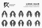 Long Hair Tattoo Icon, a Solid Icon by Akatype Studio (Thumbnail 1 of 3)