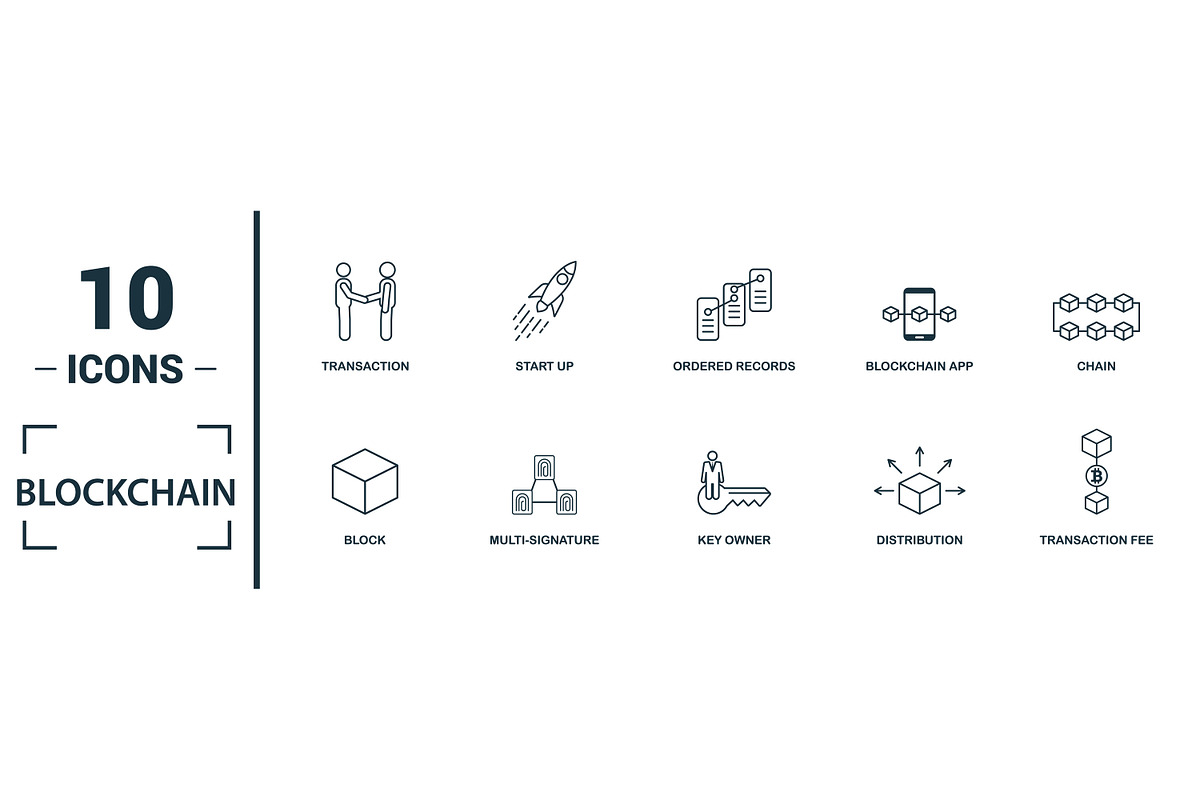 Blockchain Line Icon Set, an Object Graphic by Aimagenarium@gmail.com (Photo 2 of 3)