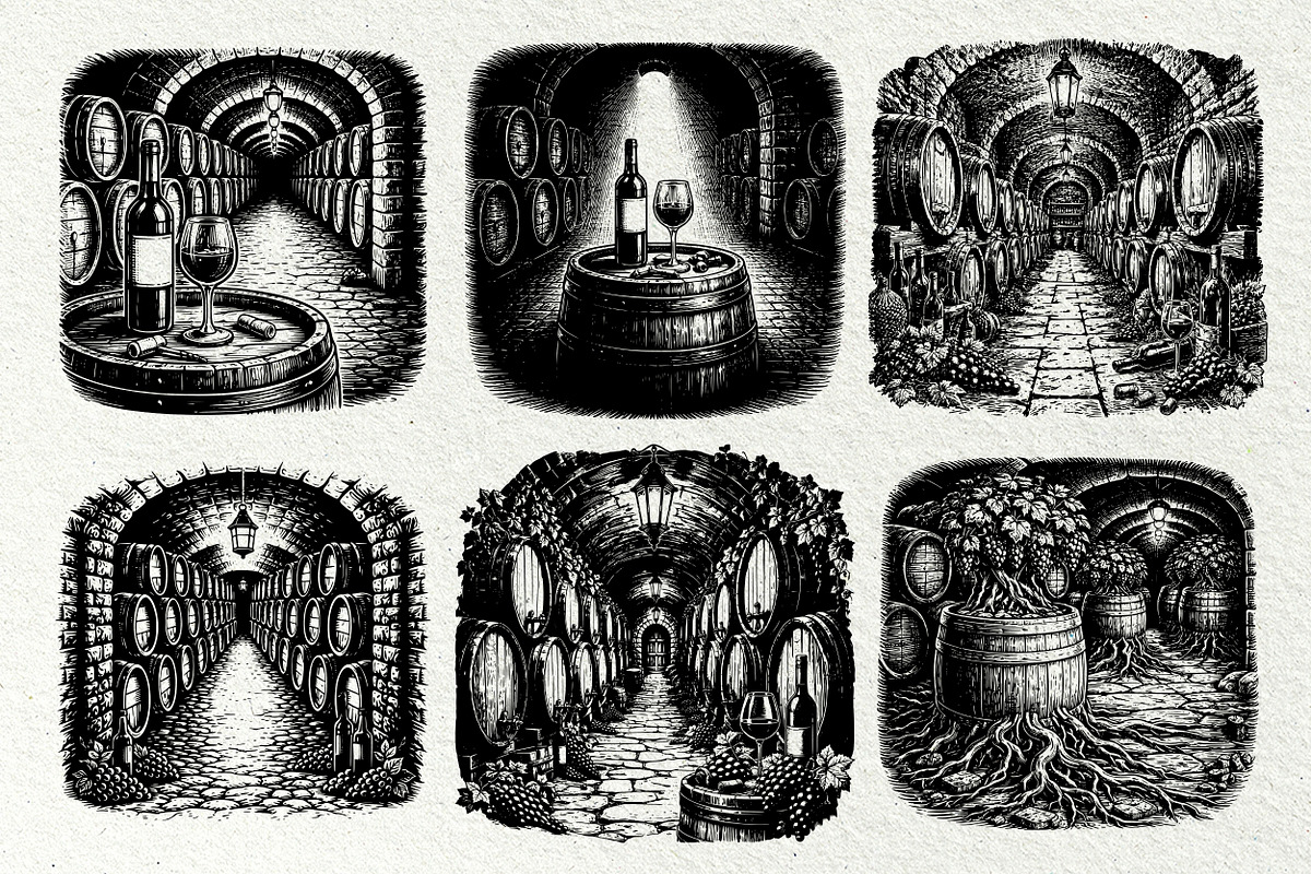 Wine Cellar Winery Line Art Graphics, a Decorative Illustration by DENIDigitalArtSudio (Photo 4 of 7)