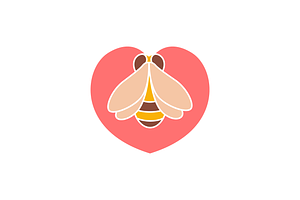 honey bee lovers flat logo design, a Branding & Logo Template by devastd