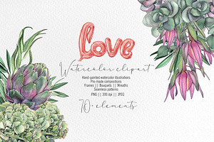 Floral Watercolor clipart, Love