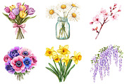 Watercolor Spring Flowers Clipart, a Seasonal Illustration by DreamArtGraphic (Thumbnail 4 of 4)