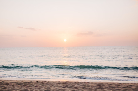 Beautiful pink sky on the beach